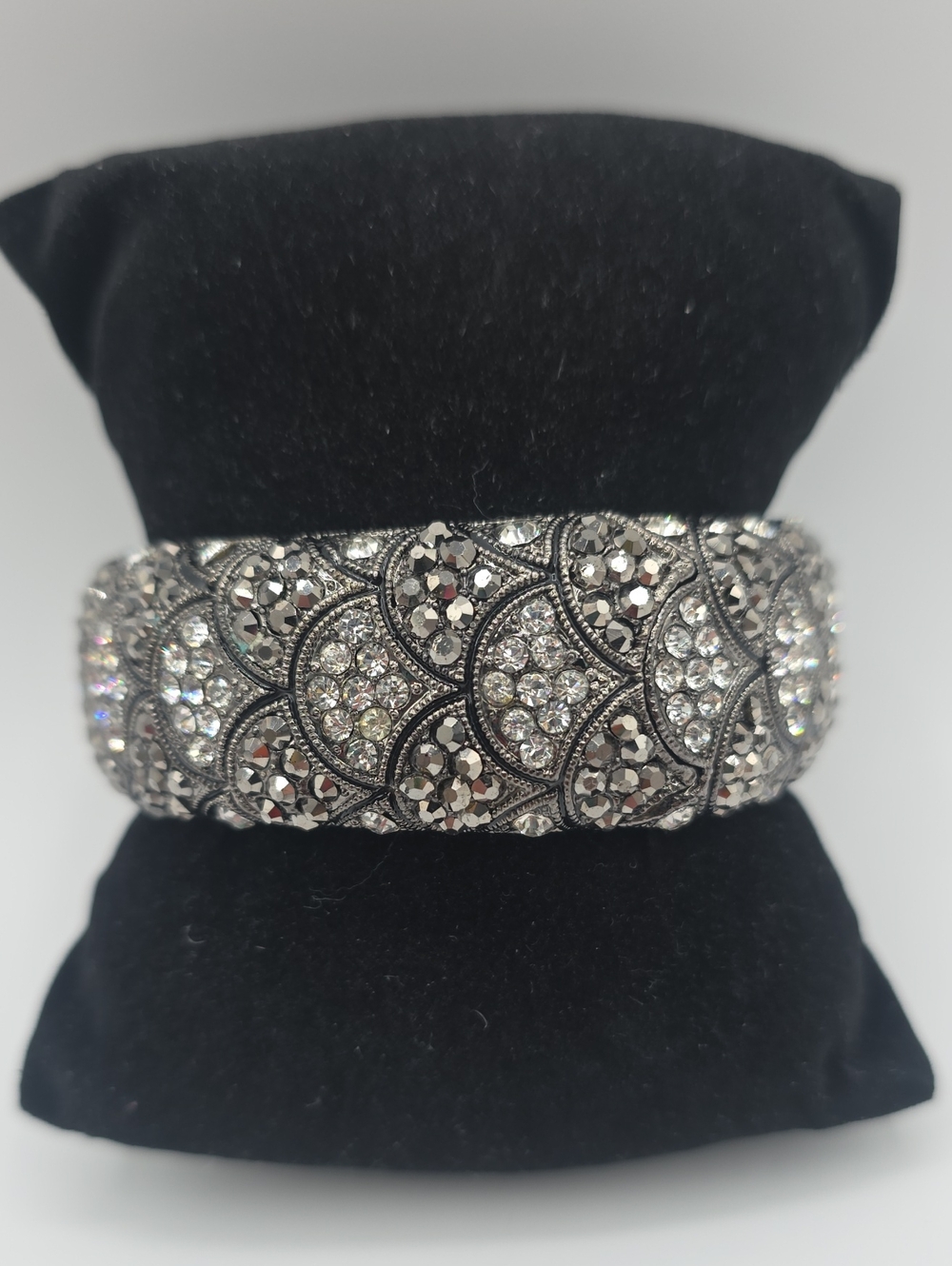 Crystal Pavé Silver-Tone Cuff Clamper Bracelet